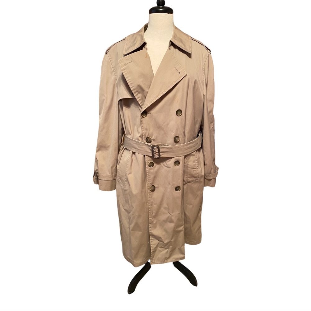 VTG LONDON FOG Maincoats Men's Sz 42S Khaki Trench Coat Double Breasted USA